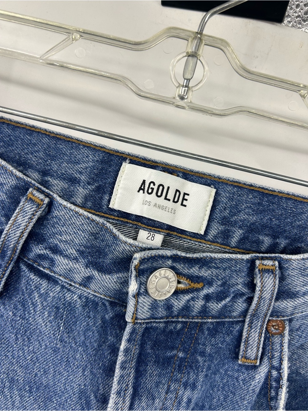 Agolde Women's Straight Leg Jeans in Medium Blue - Picture 3 of 10